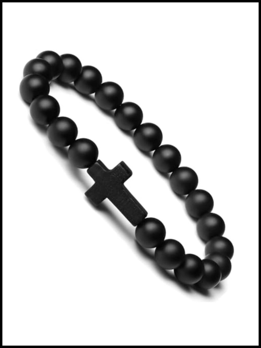 Adjustable Cross Stretch Beaded Bracelet Religious Christian Healing Crystal
